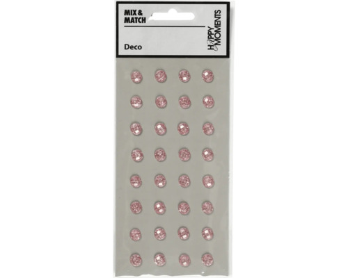 Sticker selbstklebend, Strassensteine rosa, Ø 8 mm, 32 Stück Dekorative Schmucksteine zum Aufkleben
