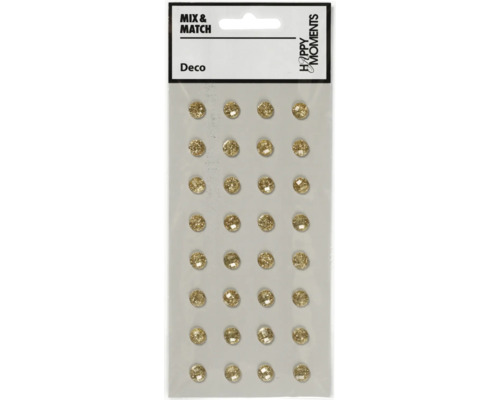 Sticker selbstklebend, Strassensteine gold, Ø 8 mm, 32 Stück Dekorative goldfarbene Schmucksteine