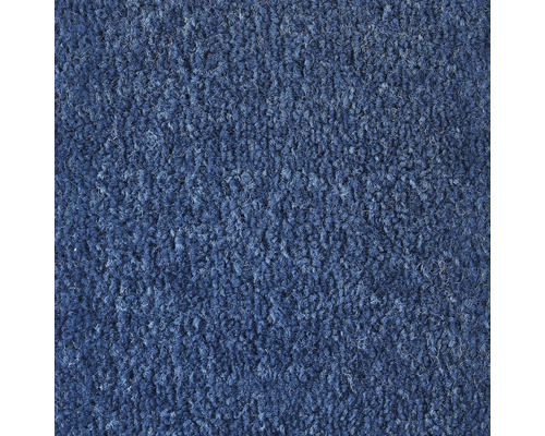Spannteppich Velours Ines blau FB84 400 cm breit (Meterware) Nahaufnahme eines blauen Teppichs