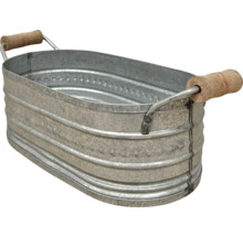 Baignoire ovale en zinc avec poignées en bois