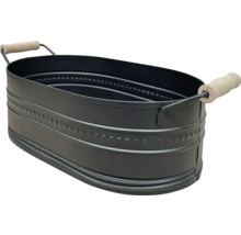 Ovale Zinkwanne mit Holzgriffen