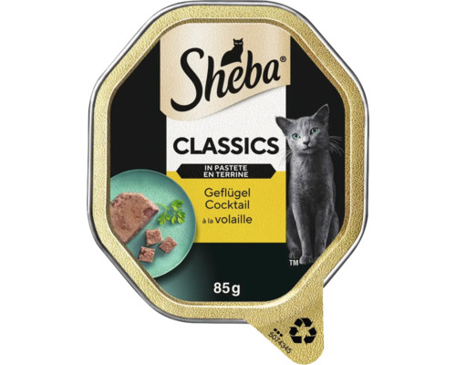 Sheba Classics Cocktail de volaille Nourriture pour chats en barquette de 85 grammes