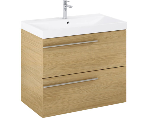 Waschtischunterschrank mit zwei Schubladen und Aufsatzwaschbecken
