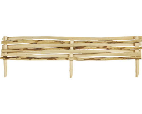 Bordure de parterre Noisetier 120 x 20/35 cm naturel Clôture en bois avec aspect naturel pour le jardin