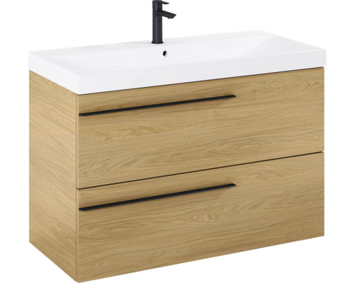 Waschtischunterschrank mit zwei Schubladen, Waschbecken und Armatur