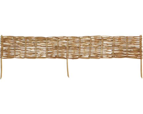 Bordure de parterre 120 x 35 cm, osier écorcé Clôture en saule pour la décoration de jardin et comme brise-vue