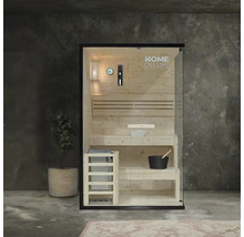 Finnische Sauna aus Holz mit Glasfront und Zubehör