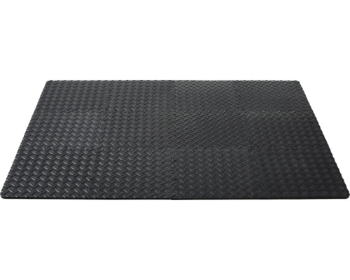 Schwarze Puzzelmatte mit Riffelblechmuster