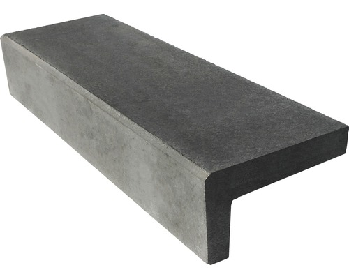 Marche d'angle en béton gris 110 x 32 x 18 cm