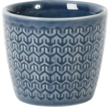 Pot de fleurs bleu à motifs