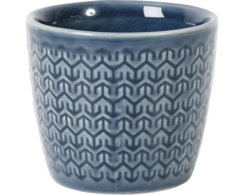 Pot de fleurs bleu à motifs