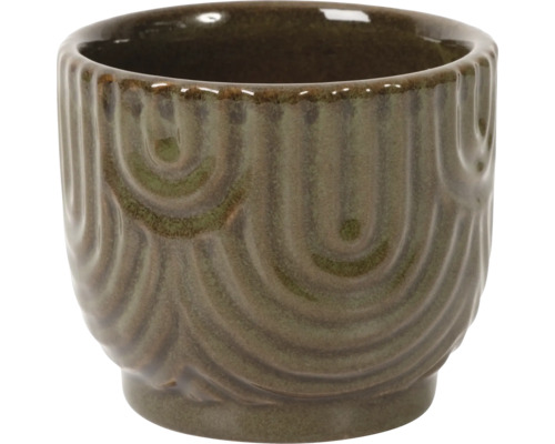 Pot de fleurs céramique Ø 6 cm h 6 cm marron Pot de fleurs décoratif en céramique avec motif rainuré