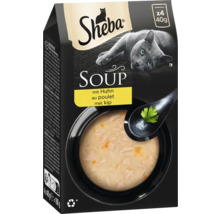 Sheba Soup nourriture pour chats au poulet, 4 x 40 grammes