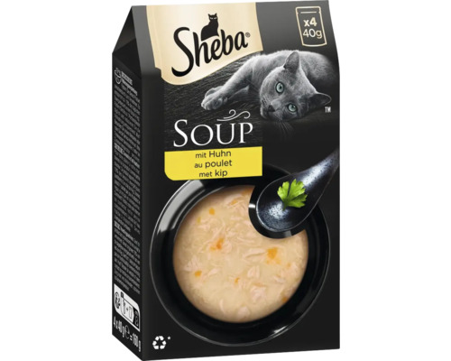 Sheba Soup nourriture pour chats au poulet, 4 x 40 grammes