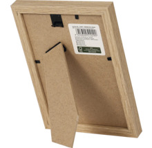 Rückansicht eines Holzfotorahmens mit Aufsteller