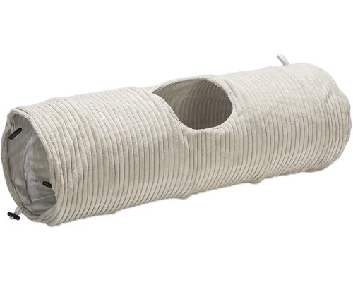 Designed by Lotte Jouet pour chat carton tunnel pour chat rainuré gris clair 25 cm x 25 cm x 75 cm Tunnel de jeu pour animaux de compagnie avec judas