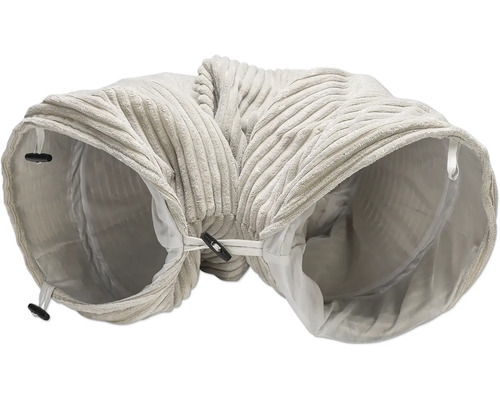 Tunnel pour chat en velours côtelé avec trois ouvertures