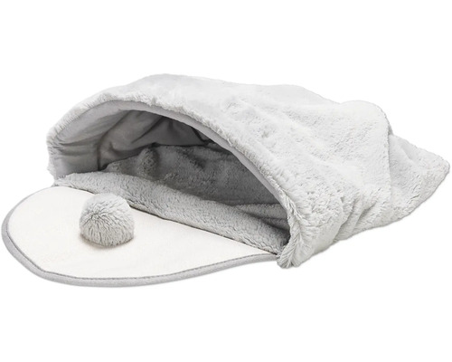 Beeztees Jouet pour chat sac de jeu pour chaton Hakuna gris 55 cm x 40 cm x 15 cm Tanière pour chat en peluche grise avec pompon