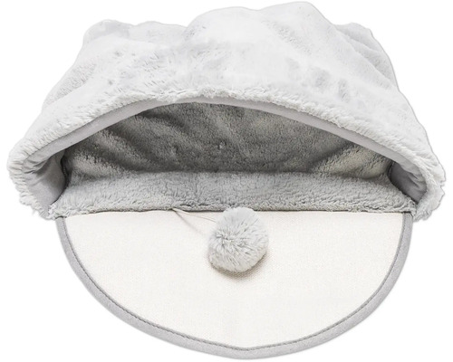 Sac de couchage gris pour chat avec fourrure