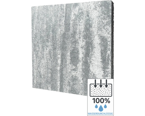 Dalle de terrasse en béton MEGADRAIN Pietra di Luna gris clair chiné perméable à l'eau 50x50x4 cm Pavé avec le symbole : 100 % perméable à l'eau