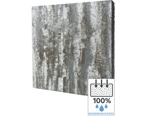 Dalle de terrasse en béton MEGADRAIN Tundra gris-marron-chiné perméable à l'eau 50 x 50 x 4 cm Pavé avec sceau perméable à l'eau