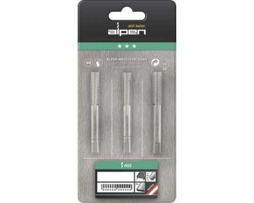 Jeu de tarauds Alpen M8 HSS sous blister