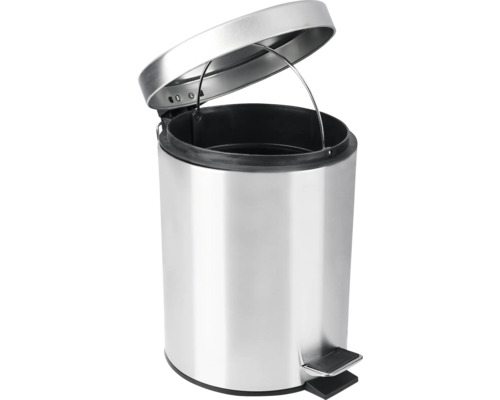 Treteimer aus Metall mit offenem Deckel