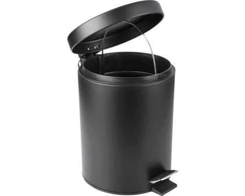Offener, runder, schwarzer Tretabfalleimer