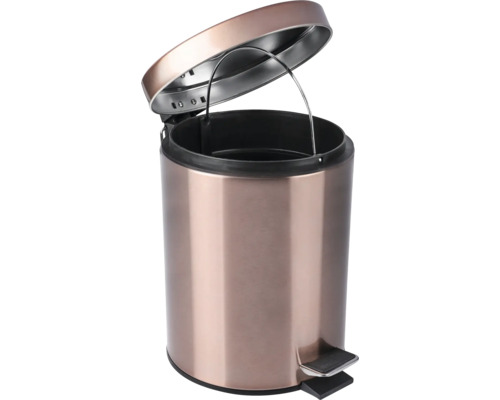 Poubelle à pédale en métal avec couvercle ouvert