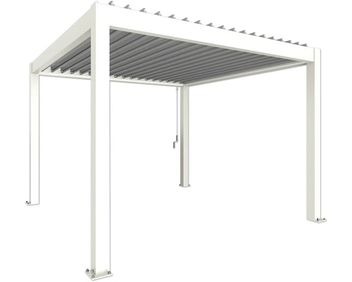 Pergola autoportante avec toit à lamelles et poteaux