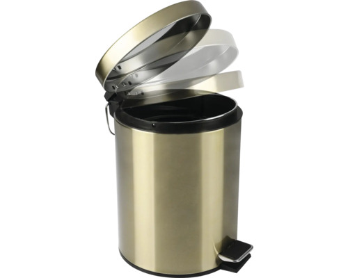 Poubelle à pédale en métal avec couvercle ouvert