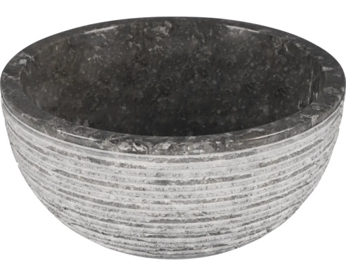Differnz lavabo à poser Alto 38 x 15 cm gris 36.102.43 Bol en pierre avec rainures horizontales