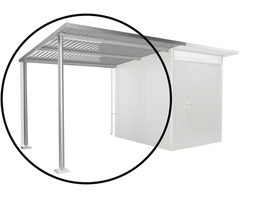 Metallcarport mit Säulen und Dachkonstruktion