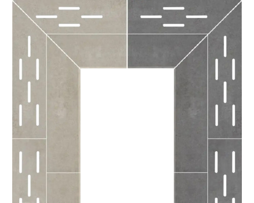 Beispiel für Wandfliesen in Grau und Beige mit Schlitzmuster