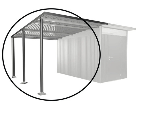 Metallcarport mit drei Pfosten