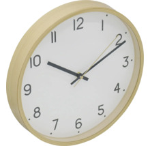 Horloge murale avec cadre en bois clair et cadran