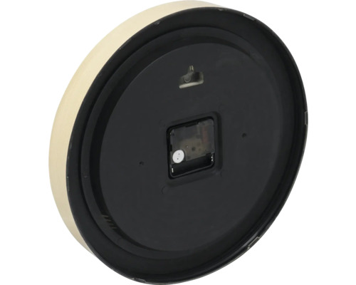 Dos d'une horloge murale avec mouvement et dispositif de suspension