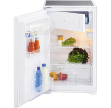 Réfrigérateur blanc ouvert rempli d'aliments
