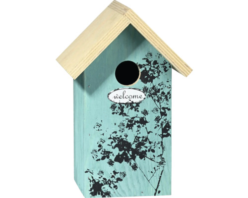 Villa décorative pour oiseaux avec motif de roses et message de bienvenue