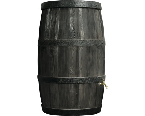 Cuve de collecte d'eau de pluie Lugana 230 l, terre cuite rustique Récupérateur d'eau de pluie décoratif en bois avec robinet