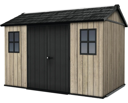 Abri de jardin avec double porte et deux fenêtres