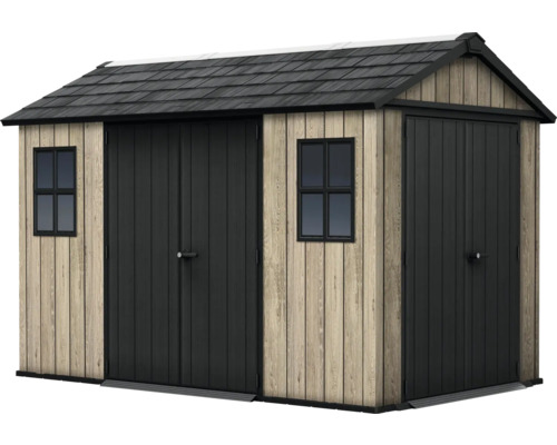 Abri de jardin en bois avec double porte et fenêtres