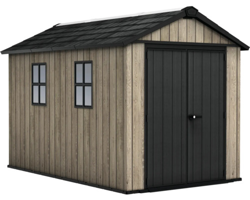 Abri de jardin avec porte double et deux fenêtres