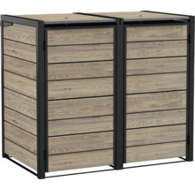 Double cache-poubelles en bois et métal