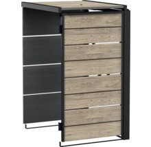 Cache-poubelle avec deux portes en bois et métal