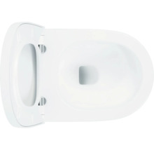Toilettes blanches avec couvercle de toilette ouvert vu de dessus
