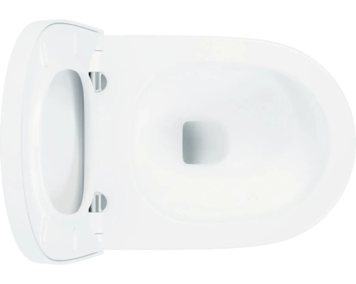 Toilettes blanches avec couvercle de toilette ouvert vu de dessus