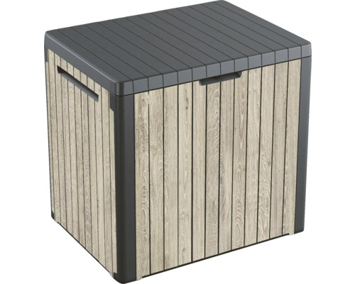 Coffre de rangement en plastique avec aspect bois