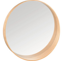 Miroir rond avec cadre en bois