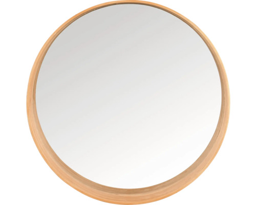 Miroir rond avec cadre en bois